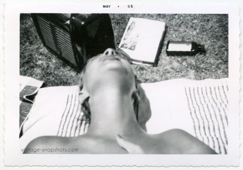 vintage-snapshot-abstract-woman-sunbathes-radio